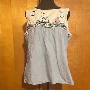 Talbots Large Nautical Tank Top in Blue and White